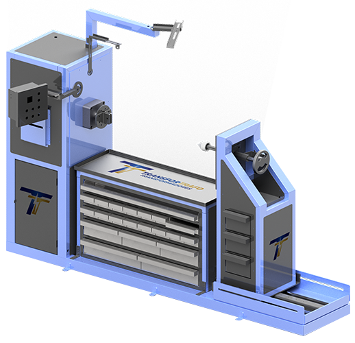 Bobinadeira industrial utilizada na produção de transformadores